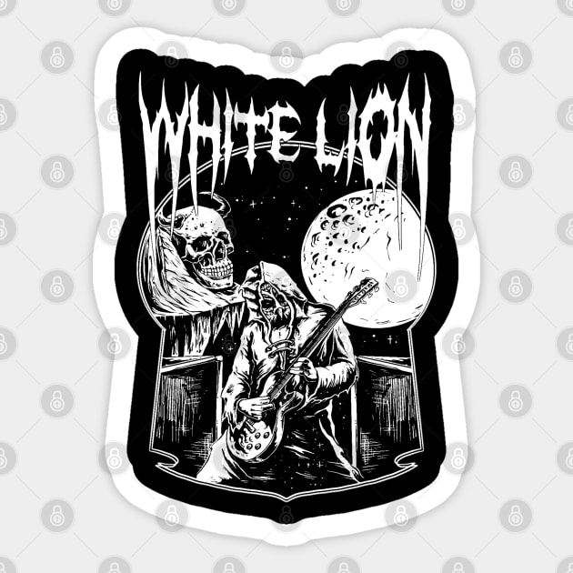 White Lion  Goth Skulls Black and white Sticker by The seagull strengths